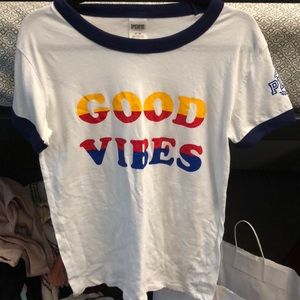 RARE!! pink vs retro good vibes shirt